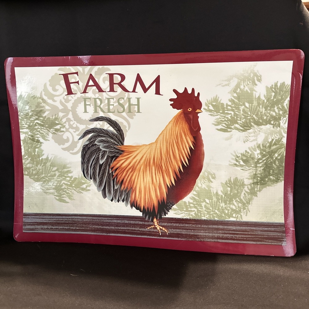 Set‎ Of 6 Home Collection Napperon Rooster Farm Chicken Vinyl Placemats 12 X 18